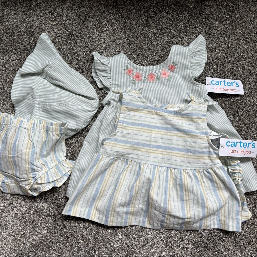 Carter's Striped Baby Dress Set with Floral Accents